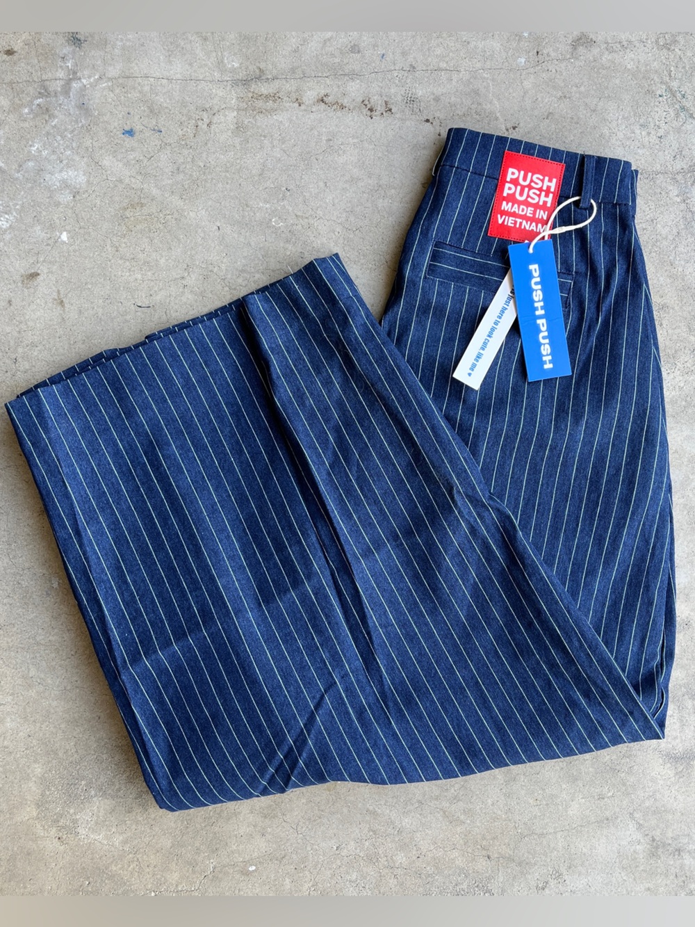Push Push Navy Pinstripe Wide Leg Pants